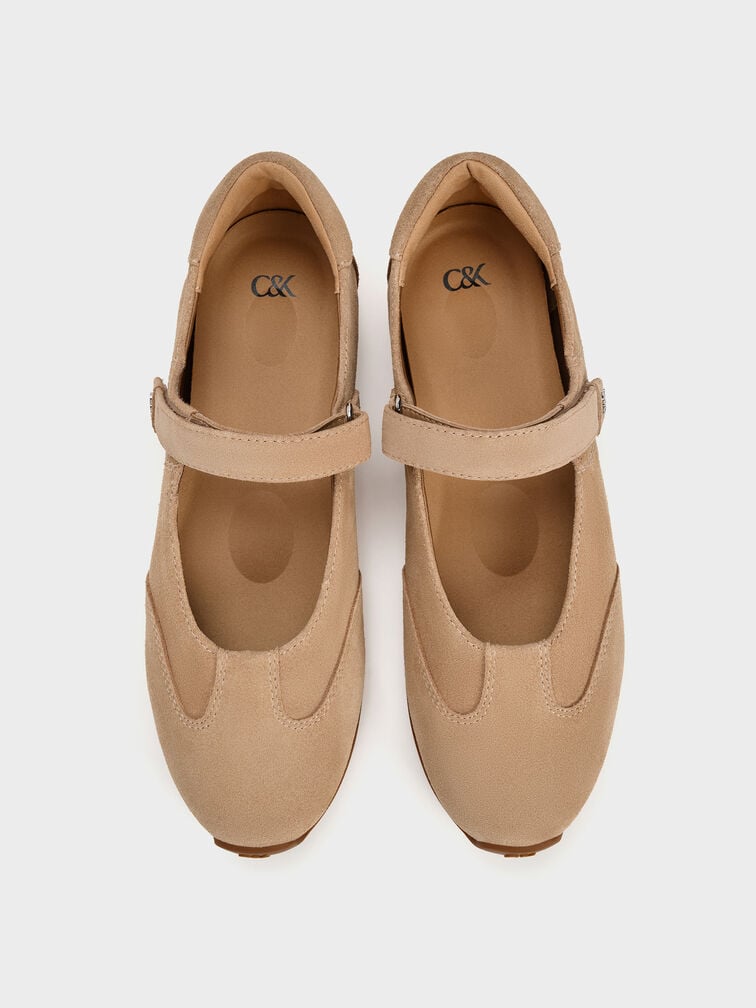 Jace Suede Mary Janes, Beige, hi-res