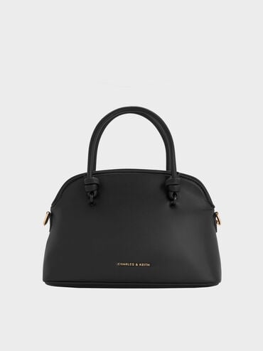 Sammie Knotted-Handle Bowling Bag, Black, hi-res