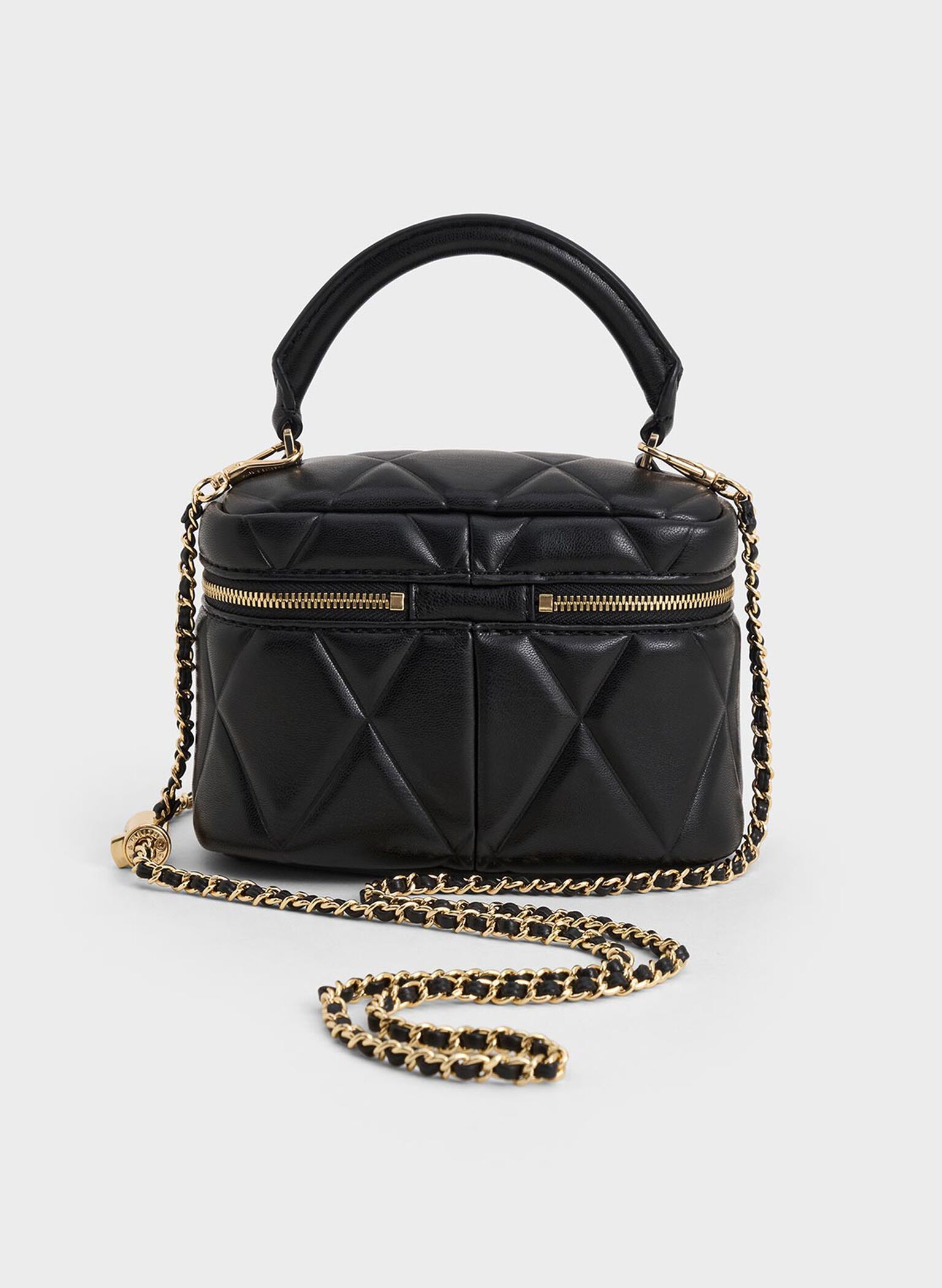 Arwen Quilted Top Handle Vanity Bag, Black, hi-res