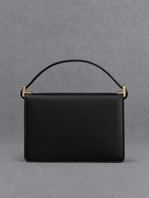 Leather & Canvas Monogram Boxy Bag, Black, hi-res