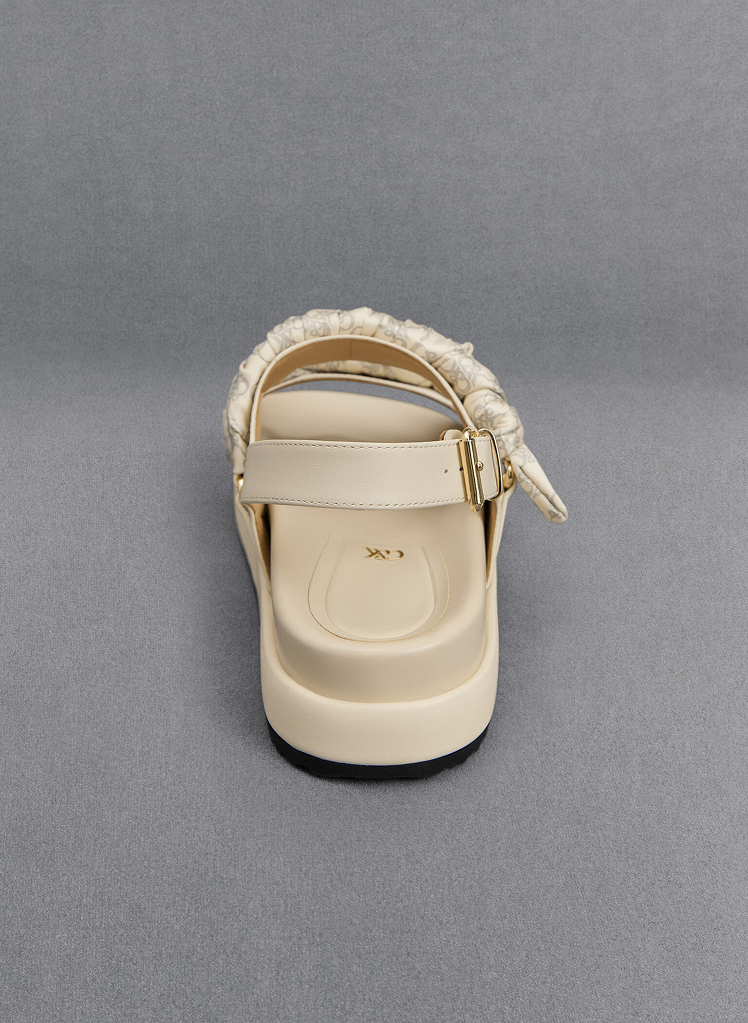 Tully Leather Ruched-Strap Sandals, Chalk, hi-res