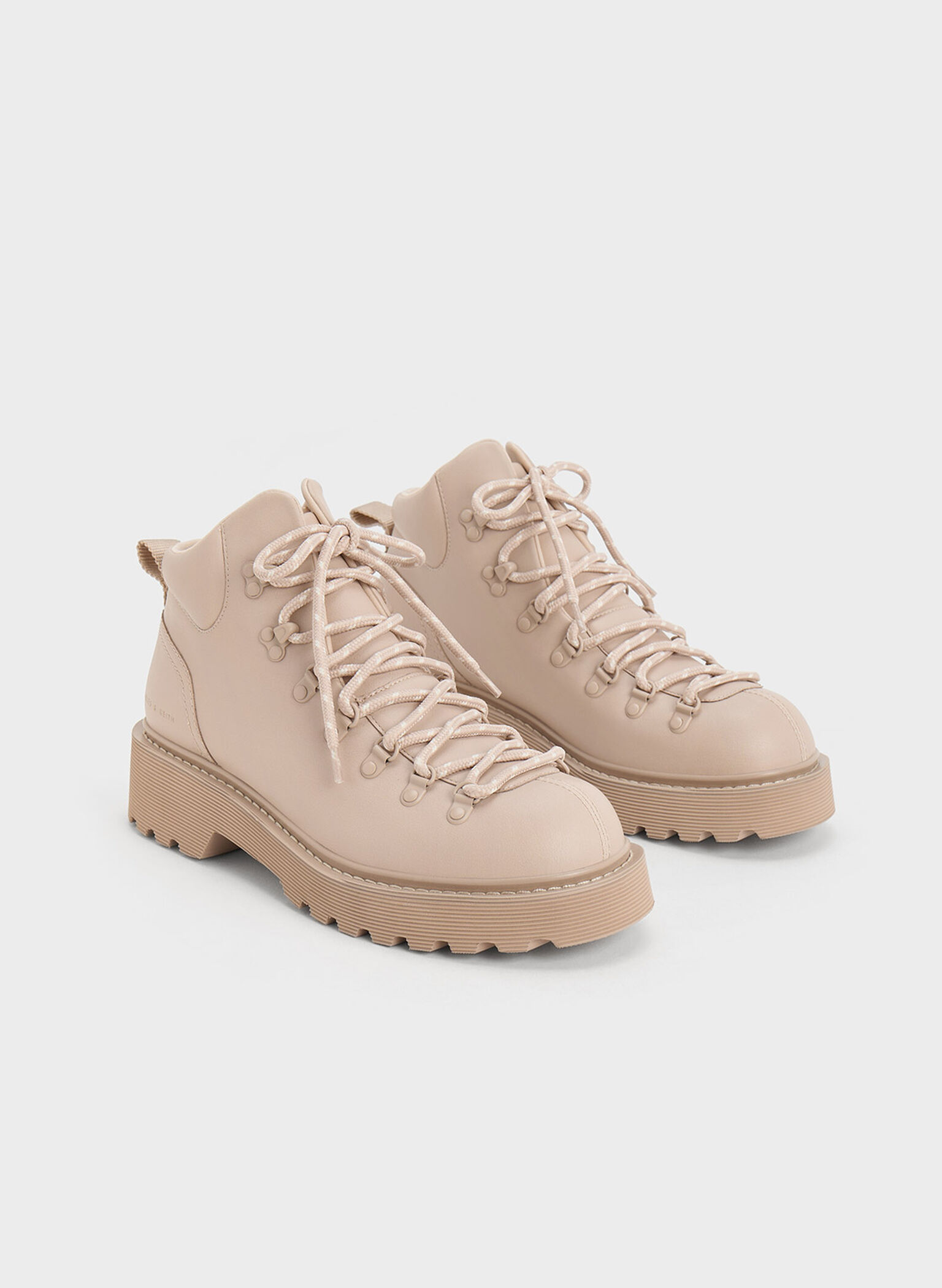 Indra Lace-Up Ankle Boots, Beige, hi-res