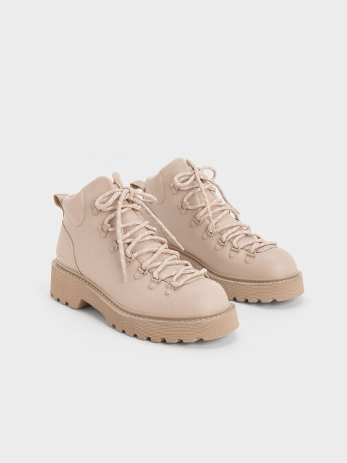 Indra Lace-Up Ankle Boots, Beige, hi-res