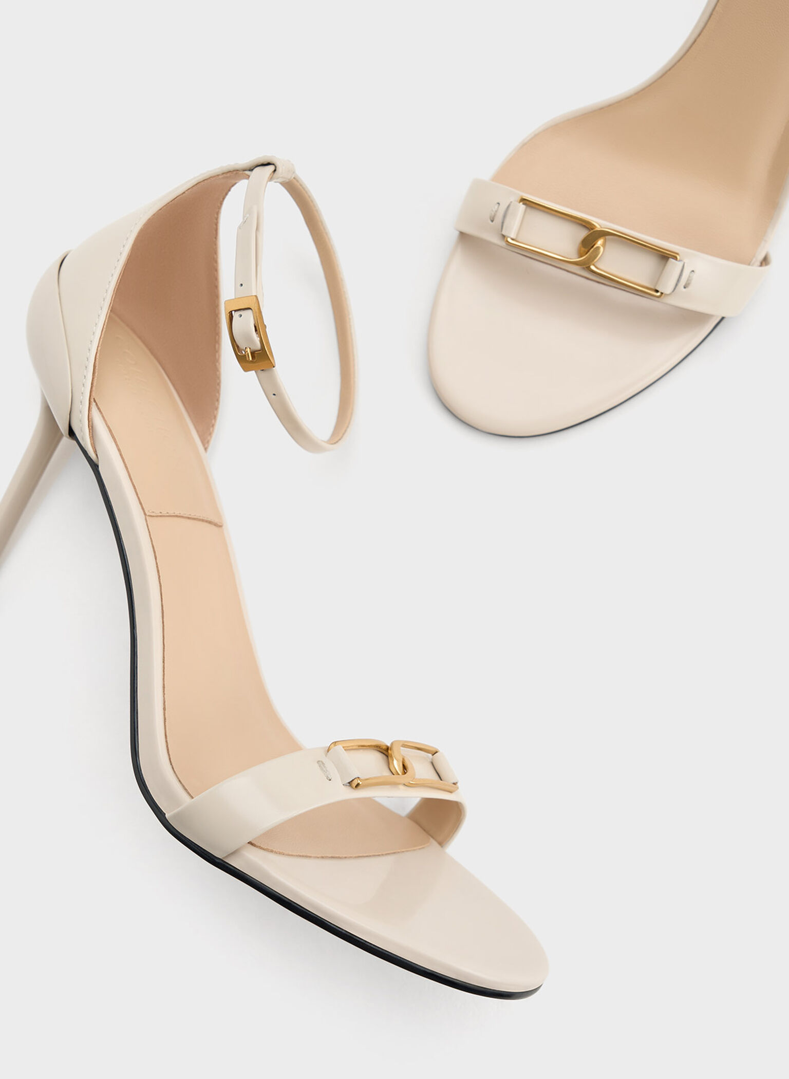 Gabine Leather Stiletto Heel Sandals, Chalk, hi-res