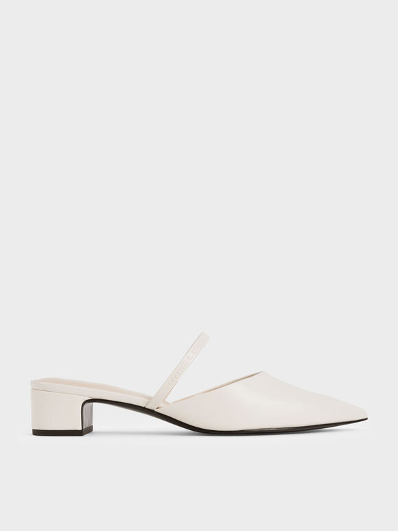 Pointed Toe Mules, Chalk, hi-res
