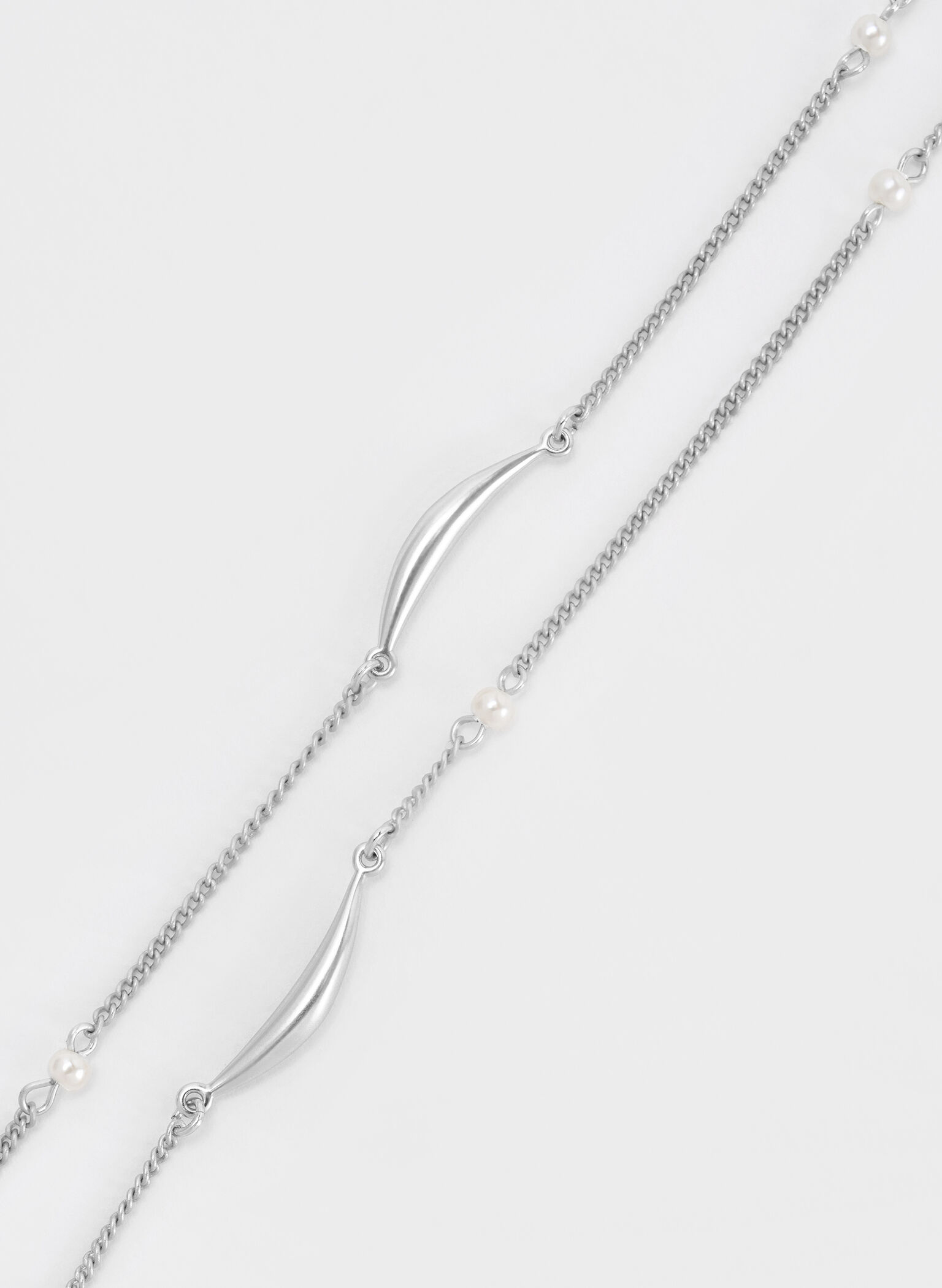 Corrine Pearl Sculptural Necklace, Silver, hi-res