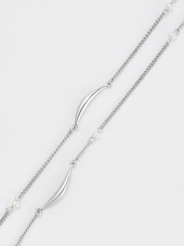 Corrine Pearl Sculptural Necklace, Silver, hi-res