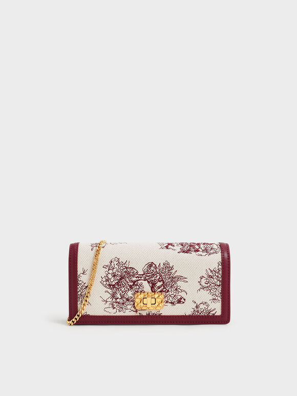 Lunar New Year Collection: Tiger Calligraphy Canvas Phone Pouch, Burgundy, hi-res