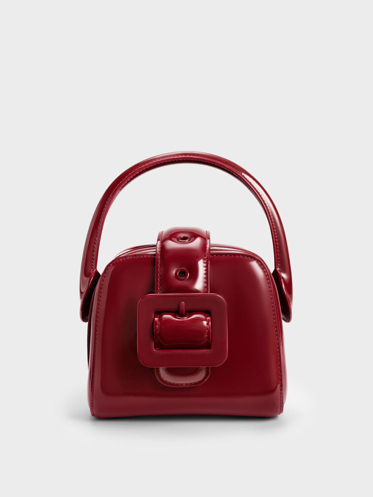 Red Lula Patent Belted Bag - CHARLES & KEITH UK