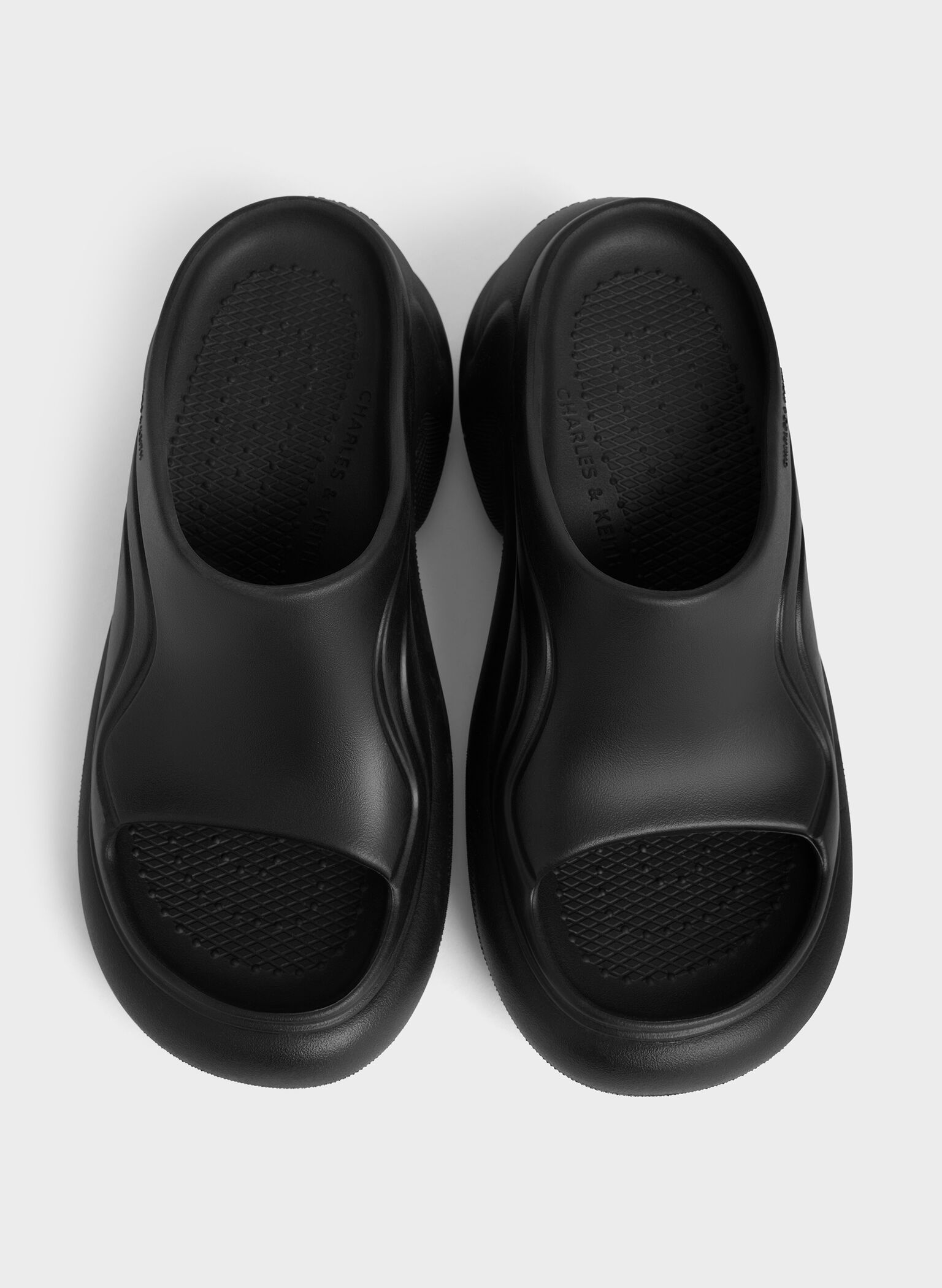 Eva Sculptural Platform Sandals, Black, hi-res