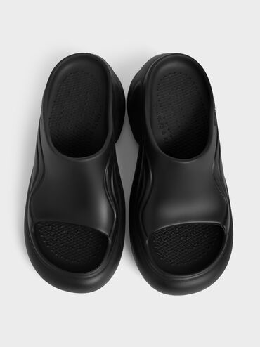 Eva Sculptural Platform Sandals, Black, hi-res