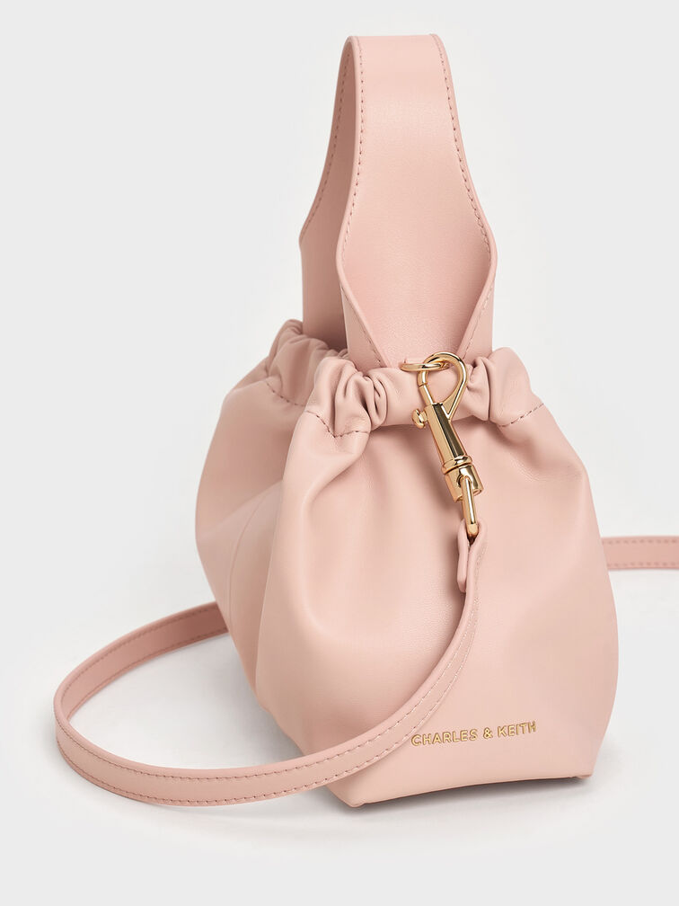 Ally Ruched Slouchy Chain-Handle Bag, Light Pink, hi-res