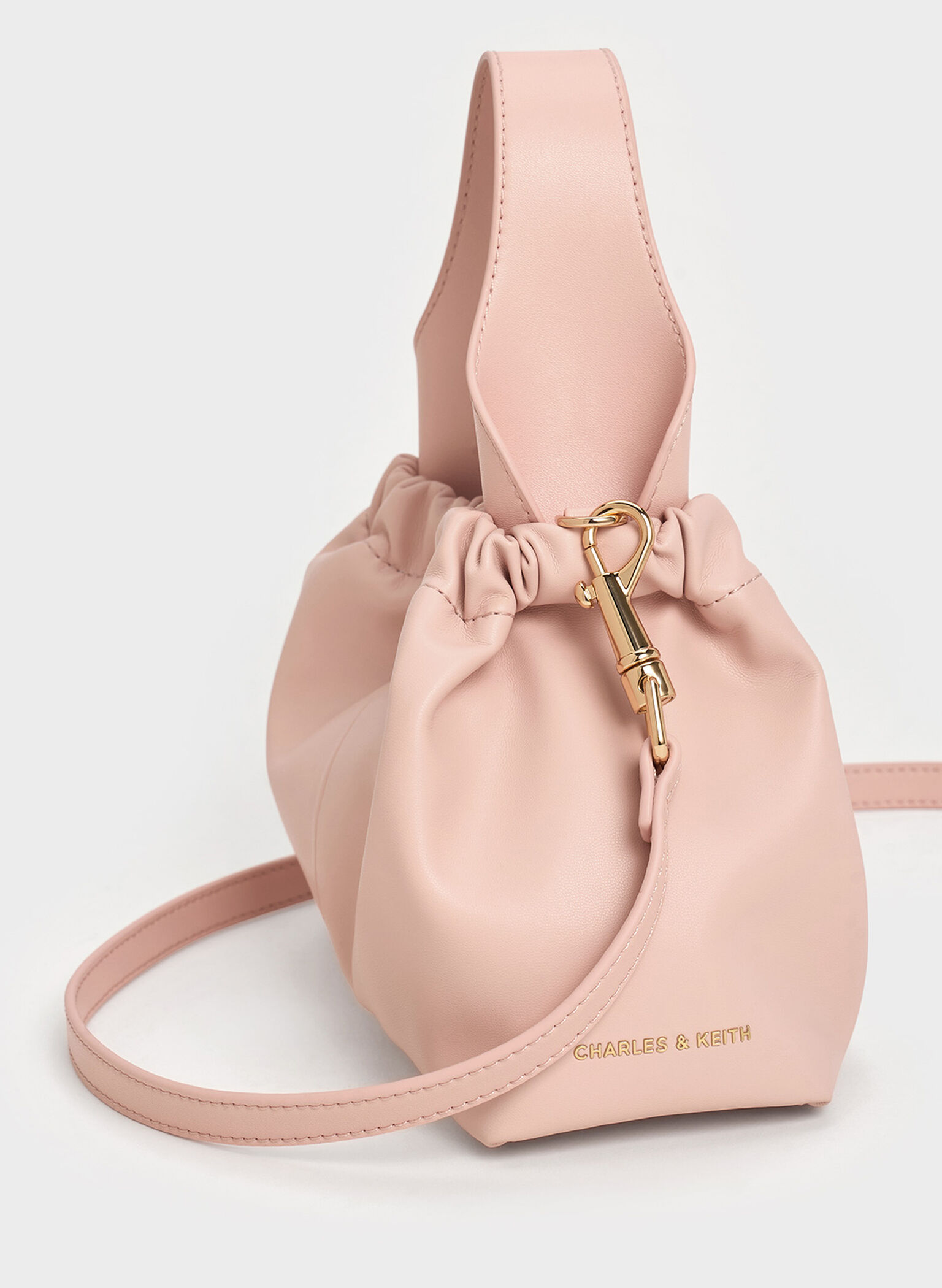 Ally Ruched Slouchy Chain-Handle Bag, Light Pink, hi-res