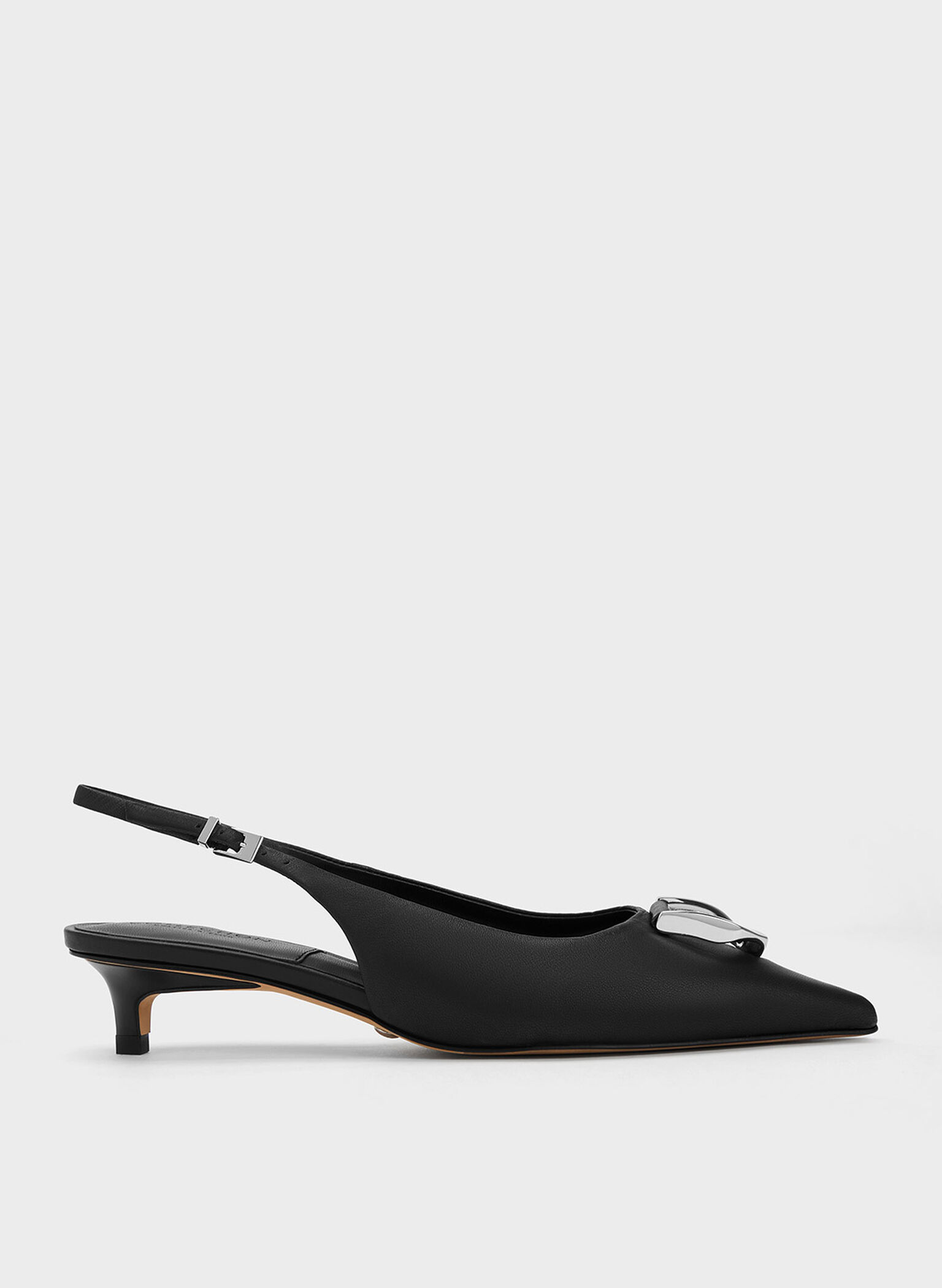 Gabine Leather Slingback Pumps, Black, hi-res