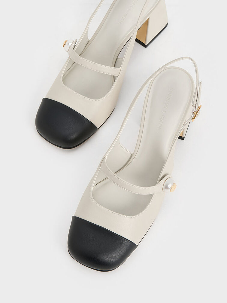 Aeryn Pearl-Embellished Slingback Pumps, Chalk, hi-res