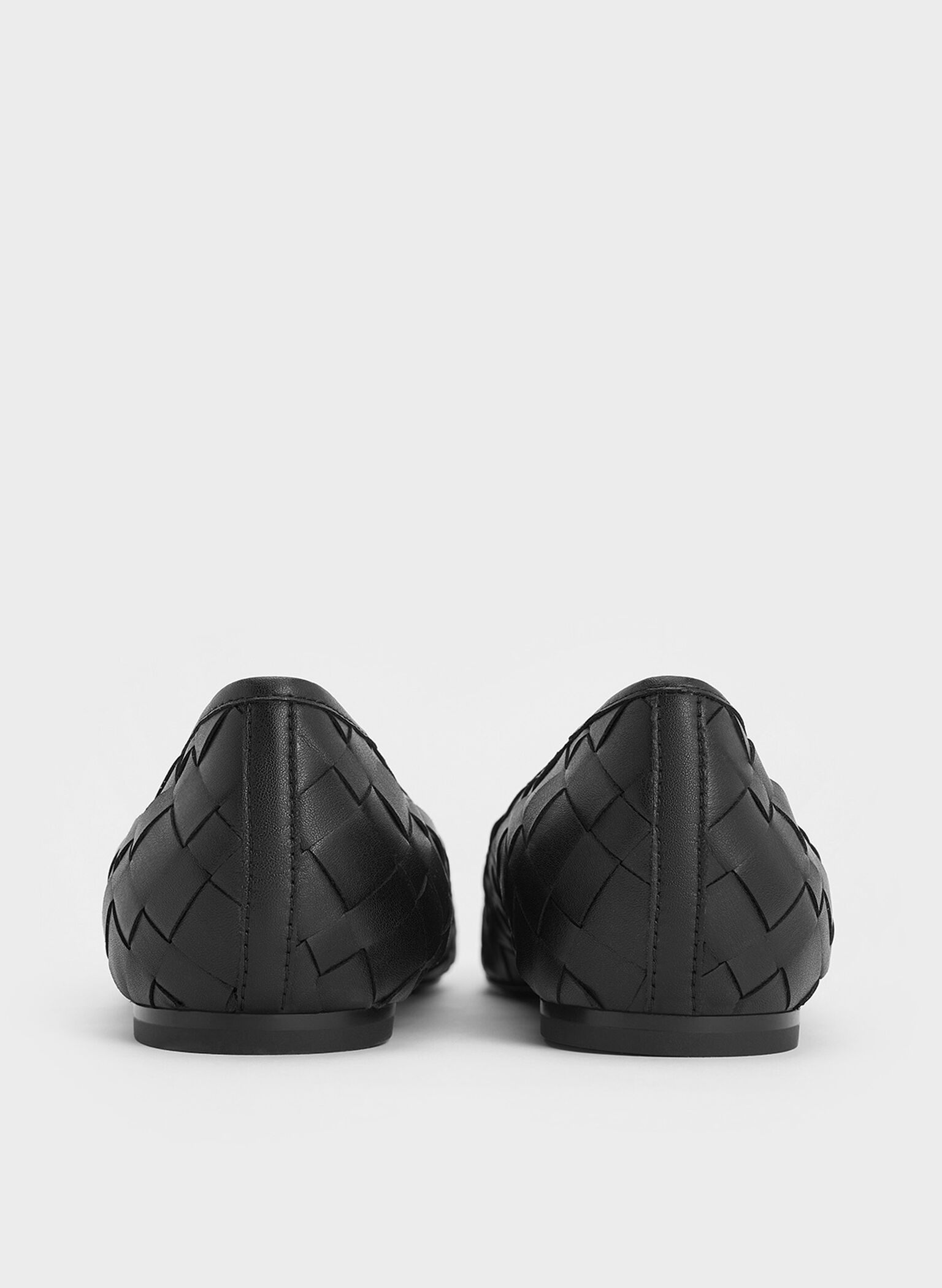 Woven Bow Ballet Flats, Black, hi-res