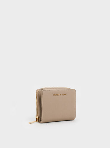 Zip-Around Small Wallet, Taupe, hi-res