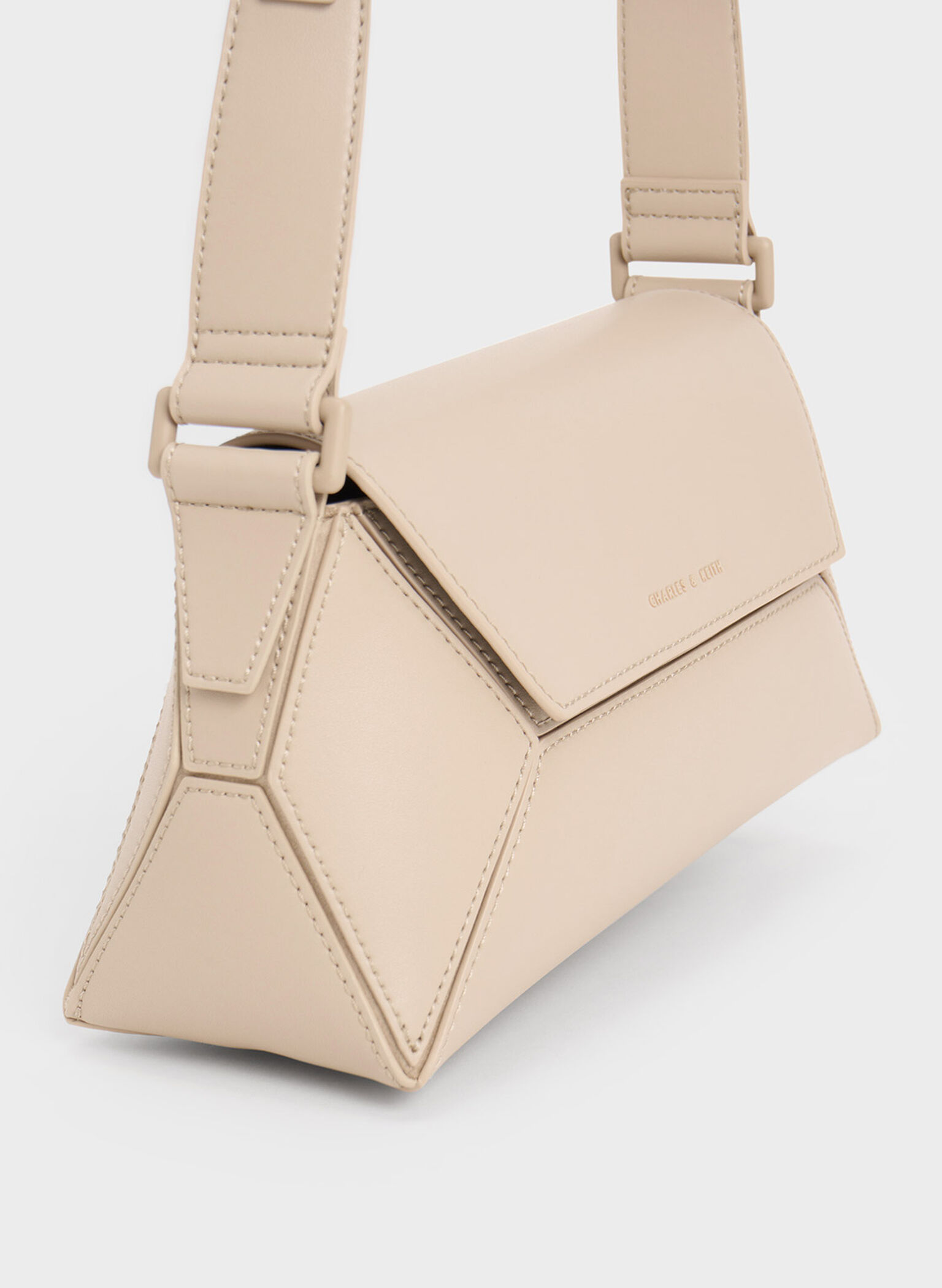 Nasrin Geometric Shoulder Bag, Beige, hi-res