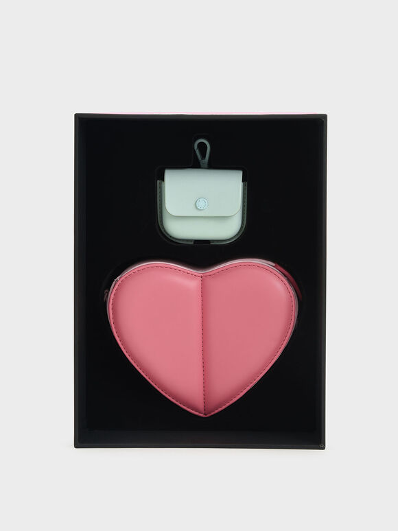Valentine's Day Gift Set: Mini Heart Bag & AirPods Pouch, Light Pink, hi-res