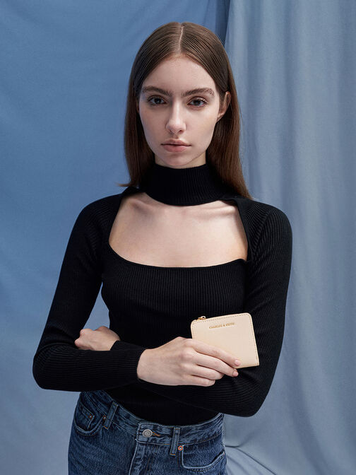 Keely Top Zip Small Wallet, Oat, hi-res