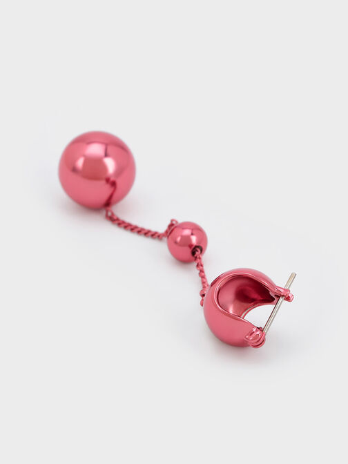 Metallic Sphere Crystal-Embellished Drop Earrings, Fuchsia, hi-res