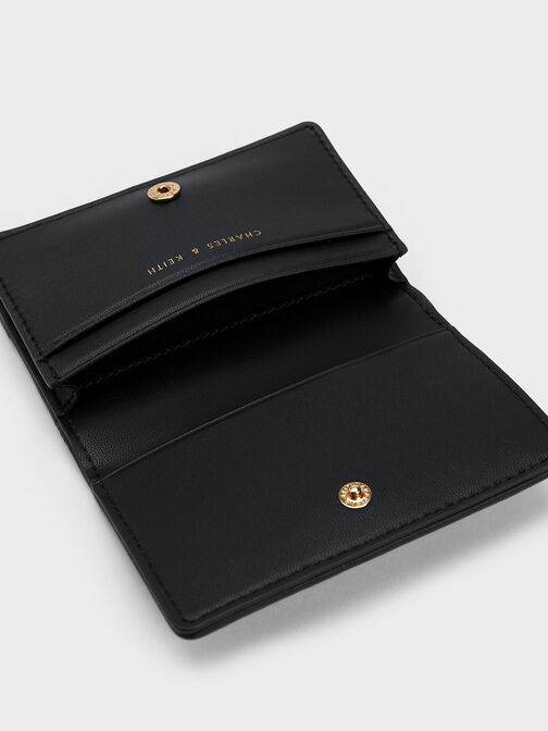 Aldora Ruched Card Holder, Black, hi-res