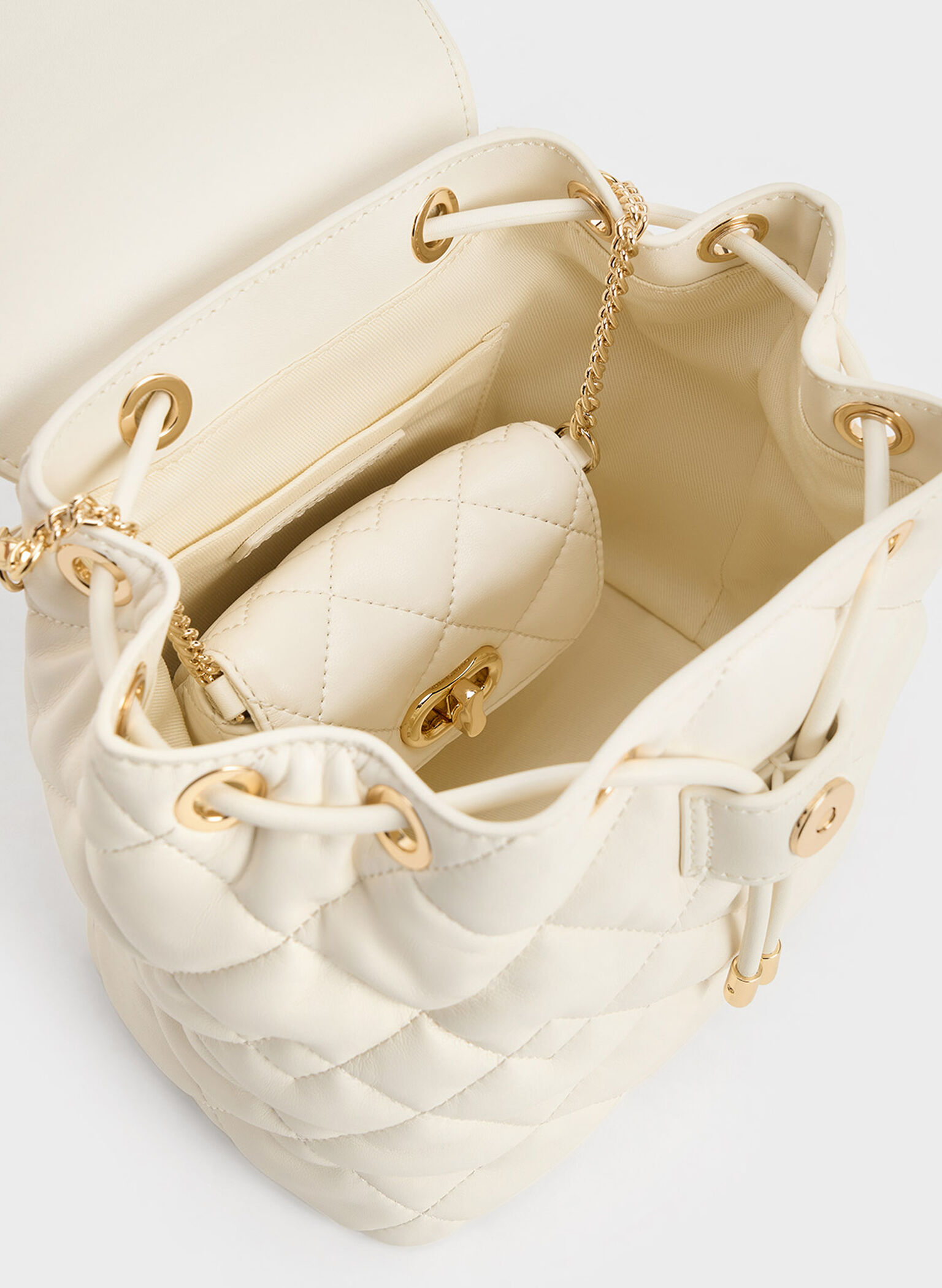 Aubrielle Quilted Backpack, Cream, hi-res