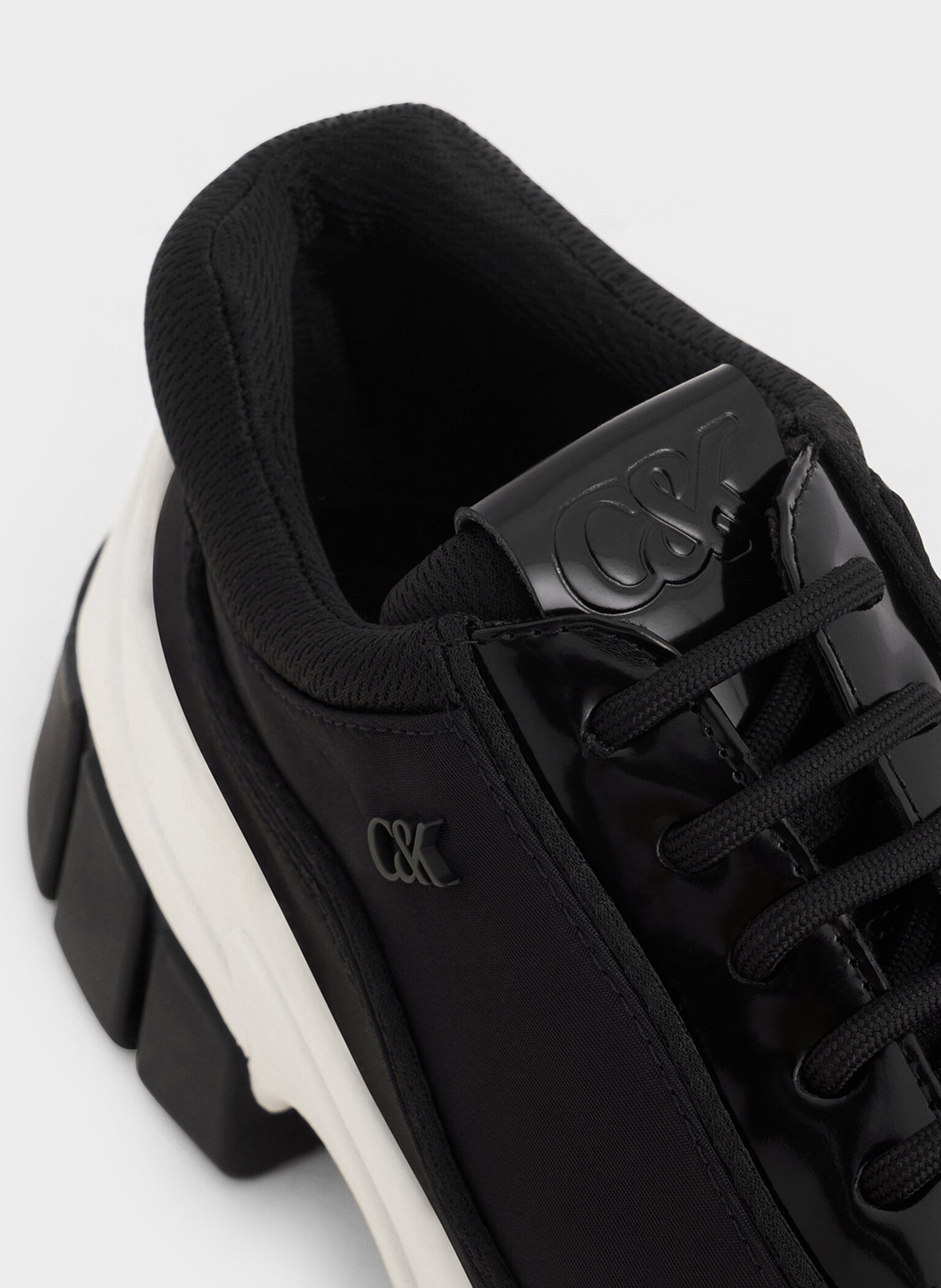 Yunna Leather & Recycled Fabric Chunky Sneakers, Black, hi-res