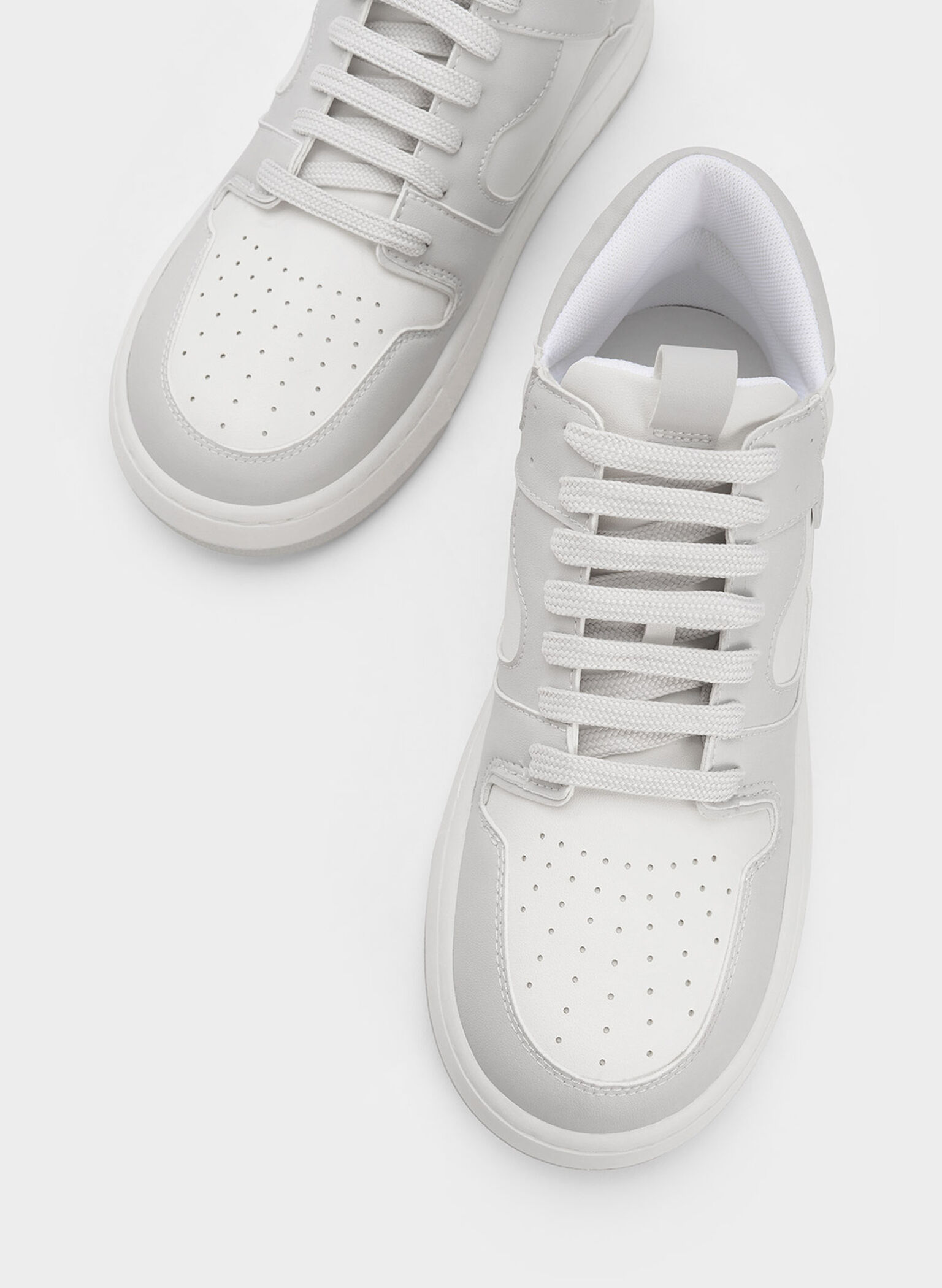 Two-Tone High-Top Platform Sneakers, Light Grey, hi-res