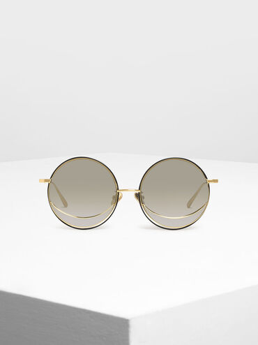 Circle Frame Sunglasses, Silver, hi-res