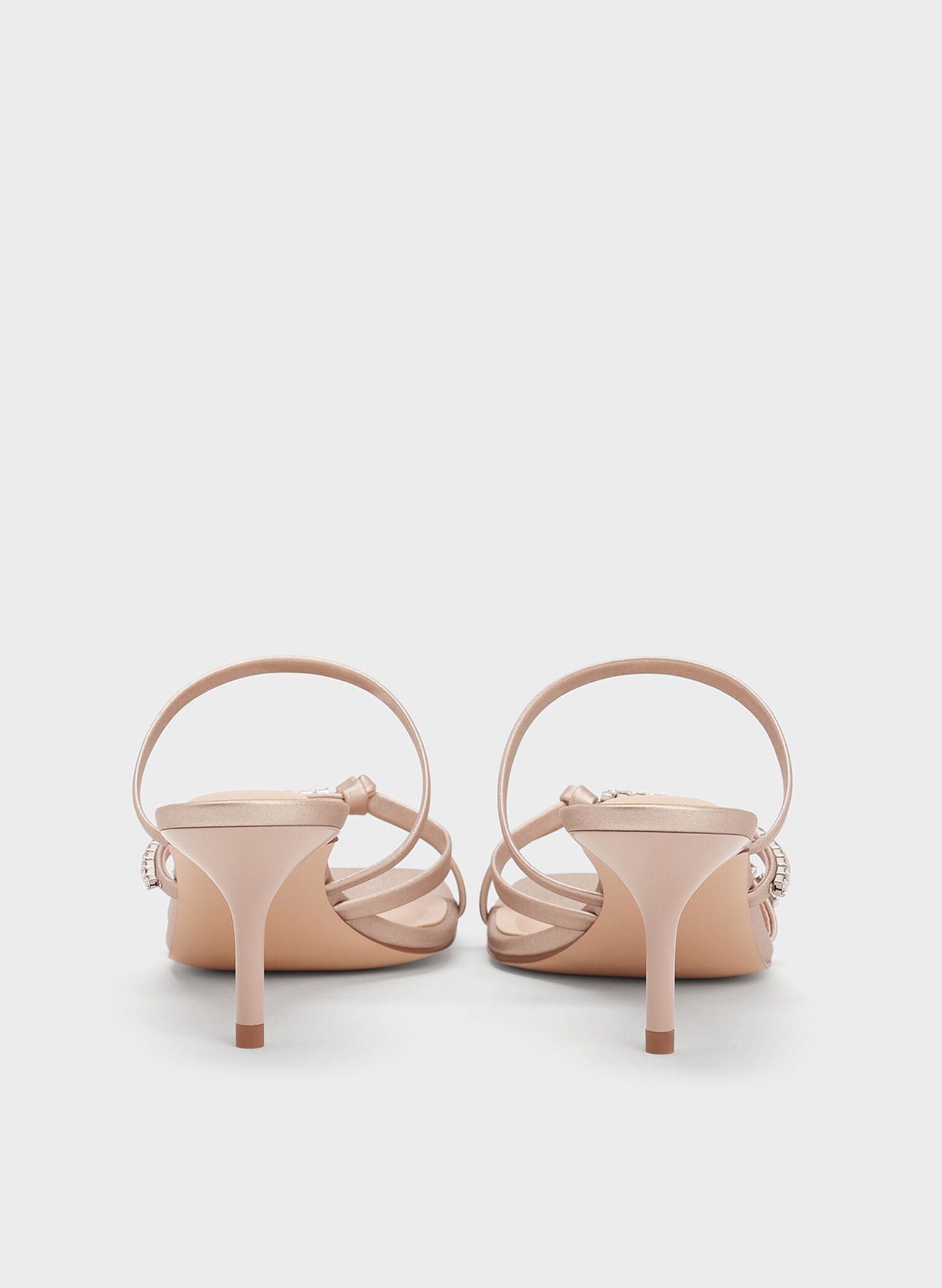 Gem-Embellished Strappy Heeled Sandals, Nude, hi-res