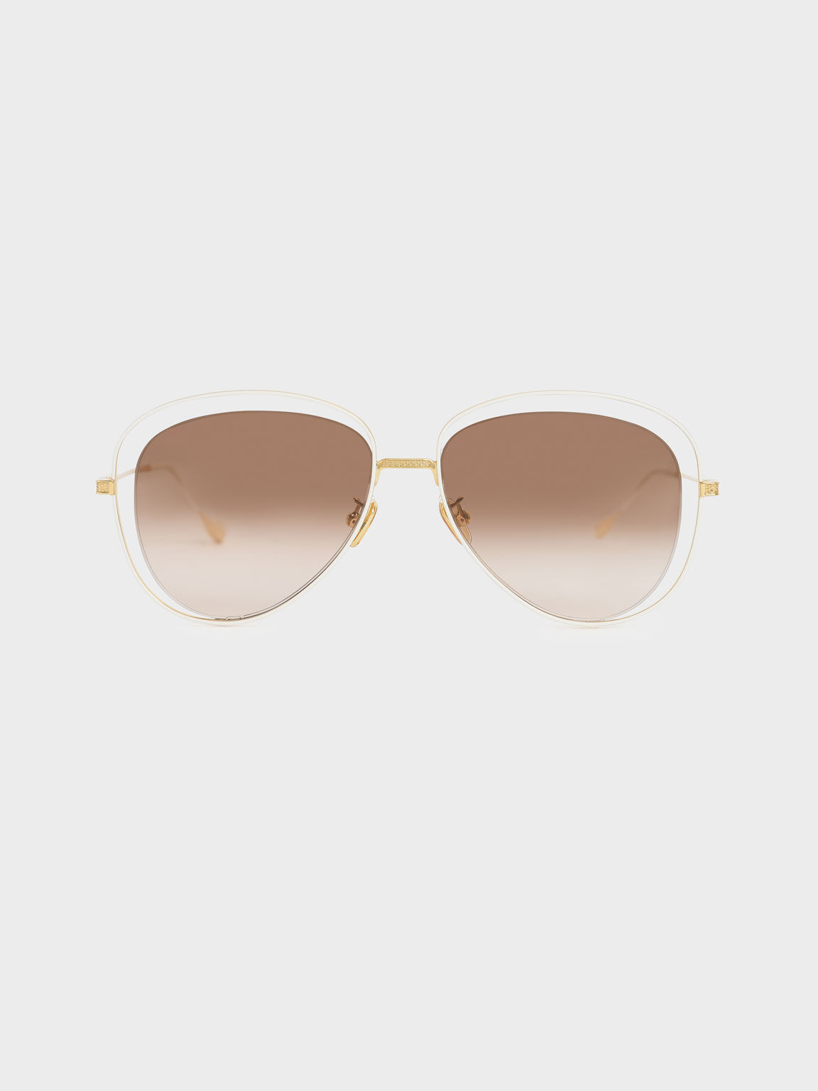 Cut-Out Aviator Sunglasses, Gold, hi-res