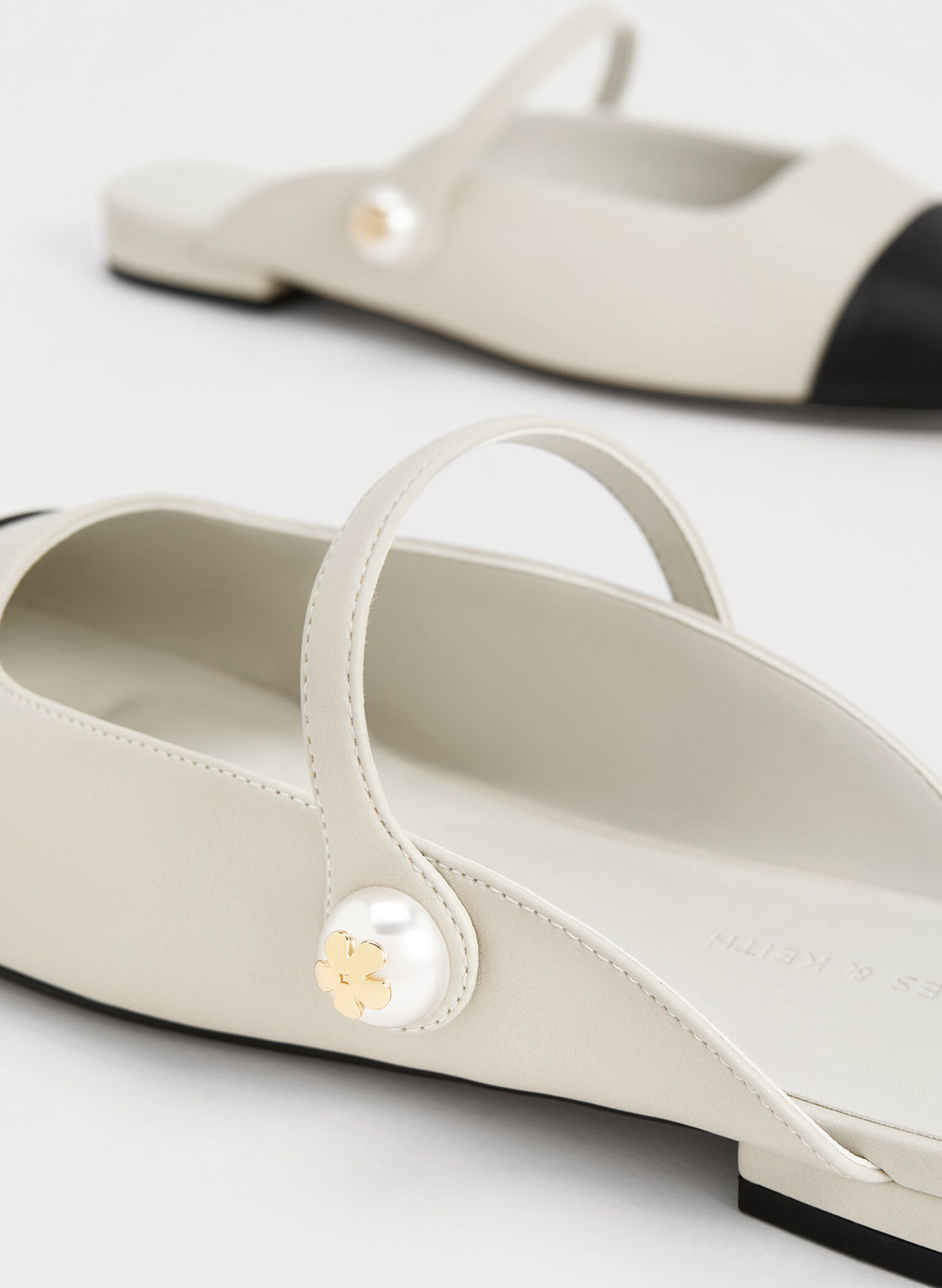 Aeryn Pearl Embellished Flat Mules, Chalk, hi-res