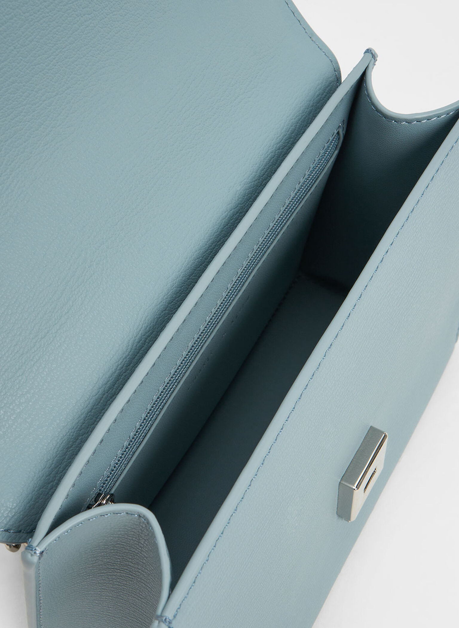 Front Flap Chain Handle Crossbody Bag, Slate Blue, hi-res