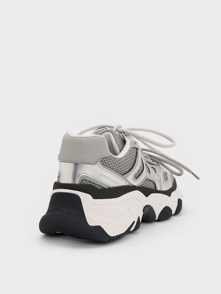 Gaskell Metallic Mesh Chunky Sneakers, Grey, hi-res