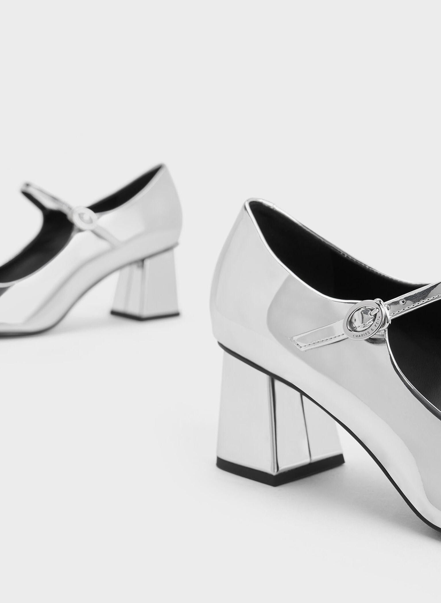 Metallic Pointed-Toe Mary Jane Pumps, Silver, hi-res