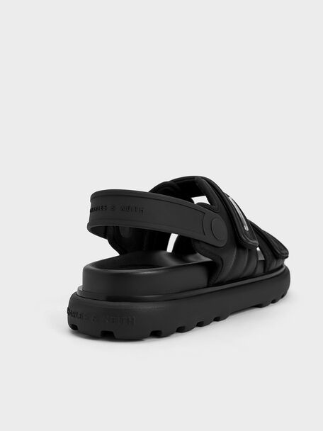 Romilly Puffy Sports Sandals, Black, hi-res