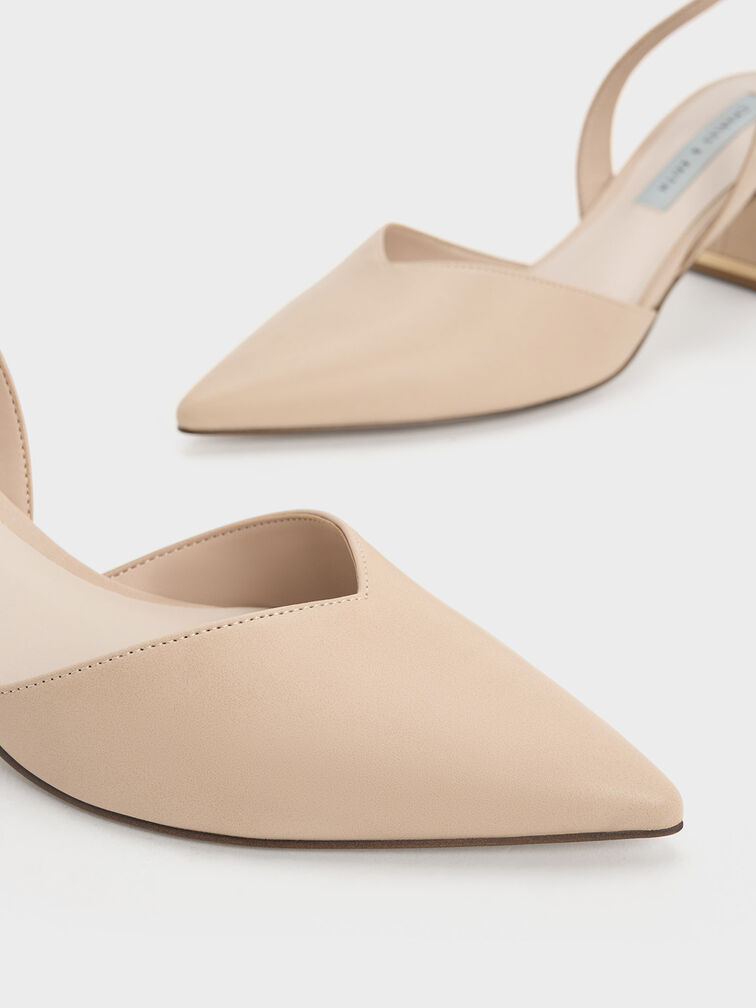 Katarina Trapeze Heel Slingback Pumps, Light Pink, hi-res