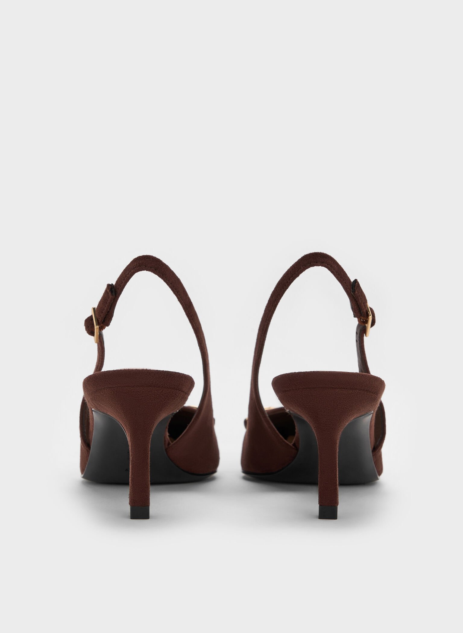 Leslie Faux Suede Metallic-Accent Slingback Pumps, Dark Brown Textured, hi-res