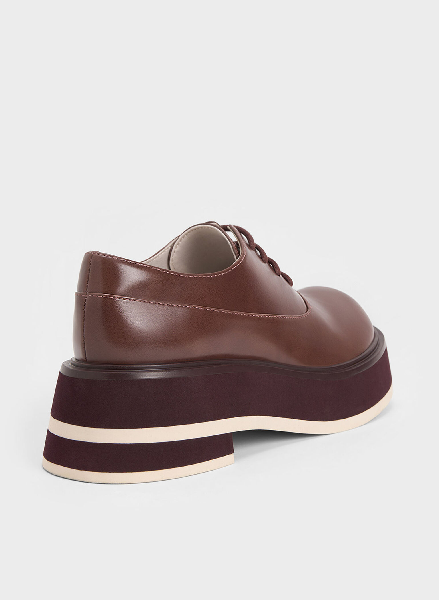 Striped Platform Oxfords, Maroon, hi-res