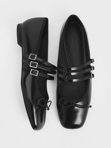 Triple-Strap Mary Janes, Black Box, hi-res
