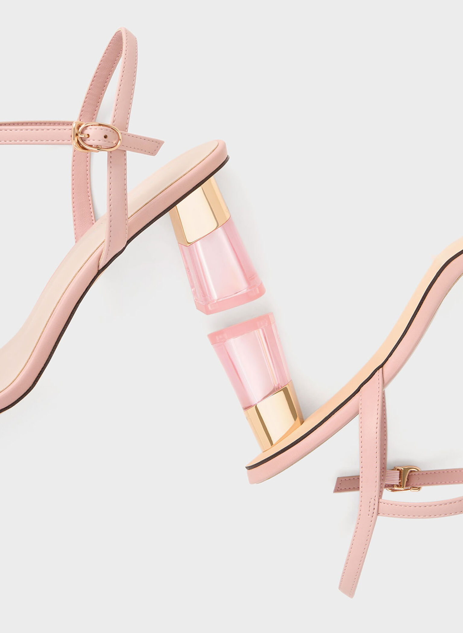 Oleana Clear Trapeze Heel Sandals, Blush, hi-res