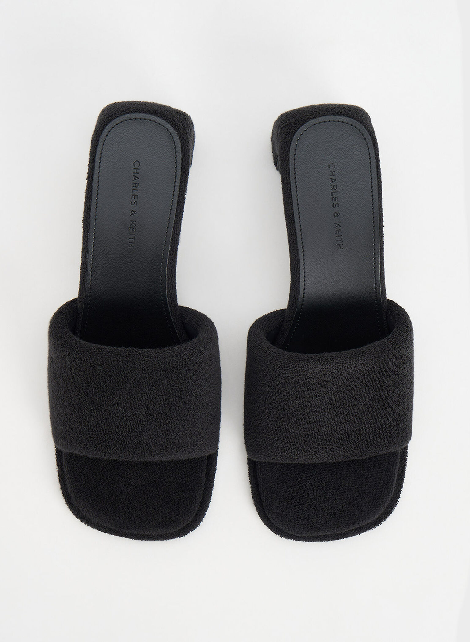 Loey Textured Curved-Heel Mules, Black Textured, hi-res