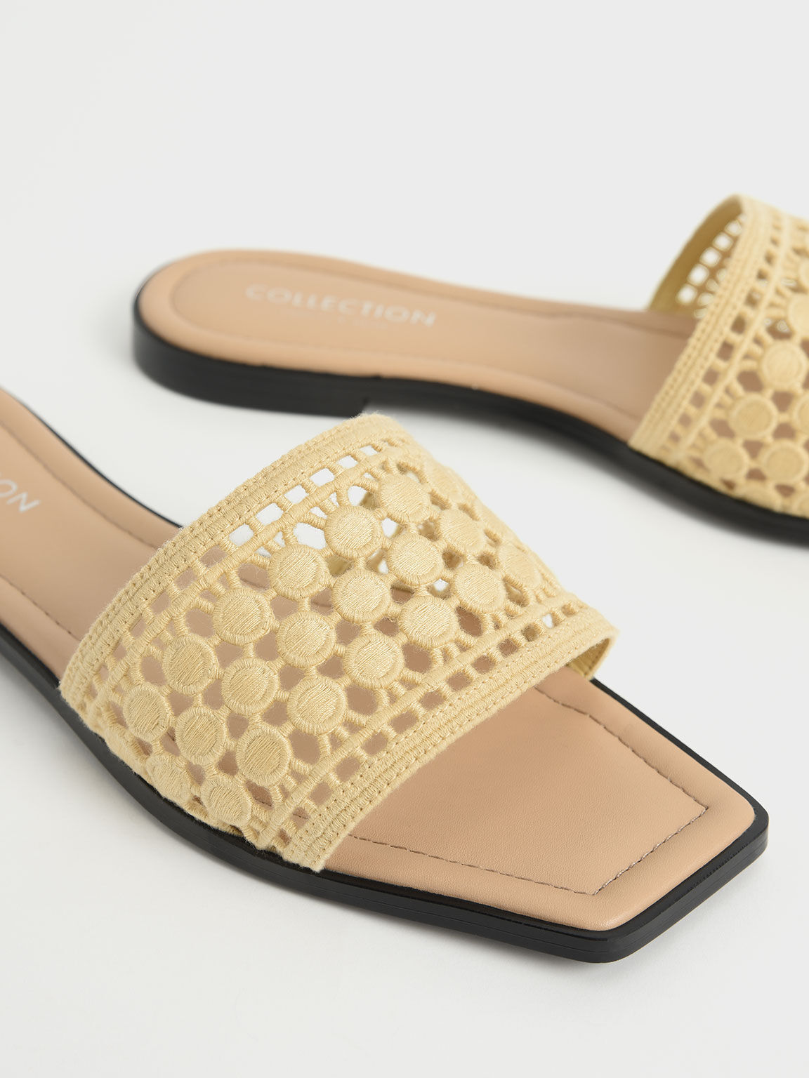 Yellow Asymmetrical Toe Crochet Slides CHARLES & KEITH UK