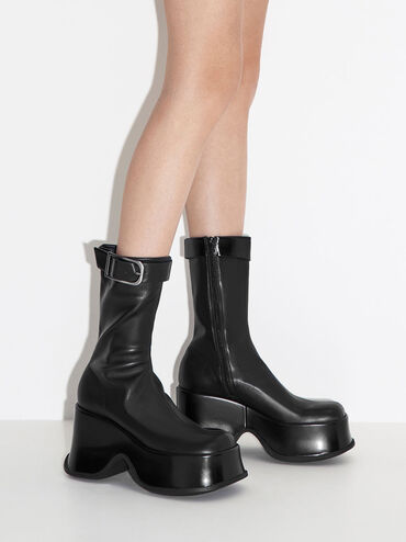 Carlisle Platform Boots, Black, hi-res