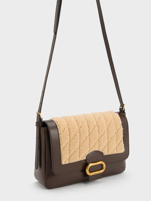 Daki Quilted-Fur Shoulder Bag, Multi, hi-res