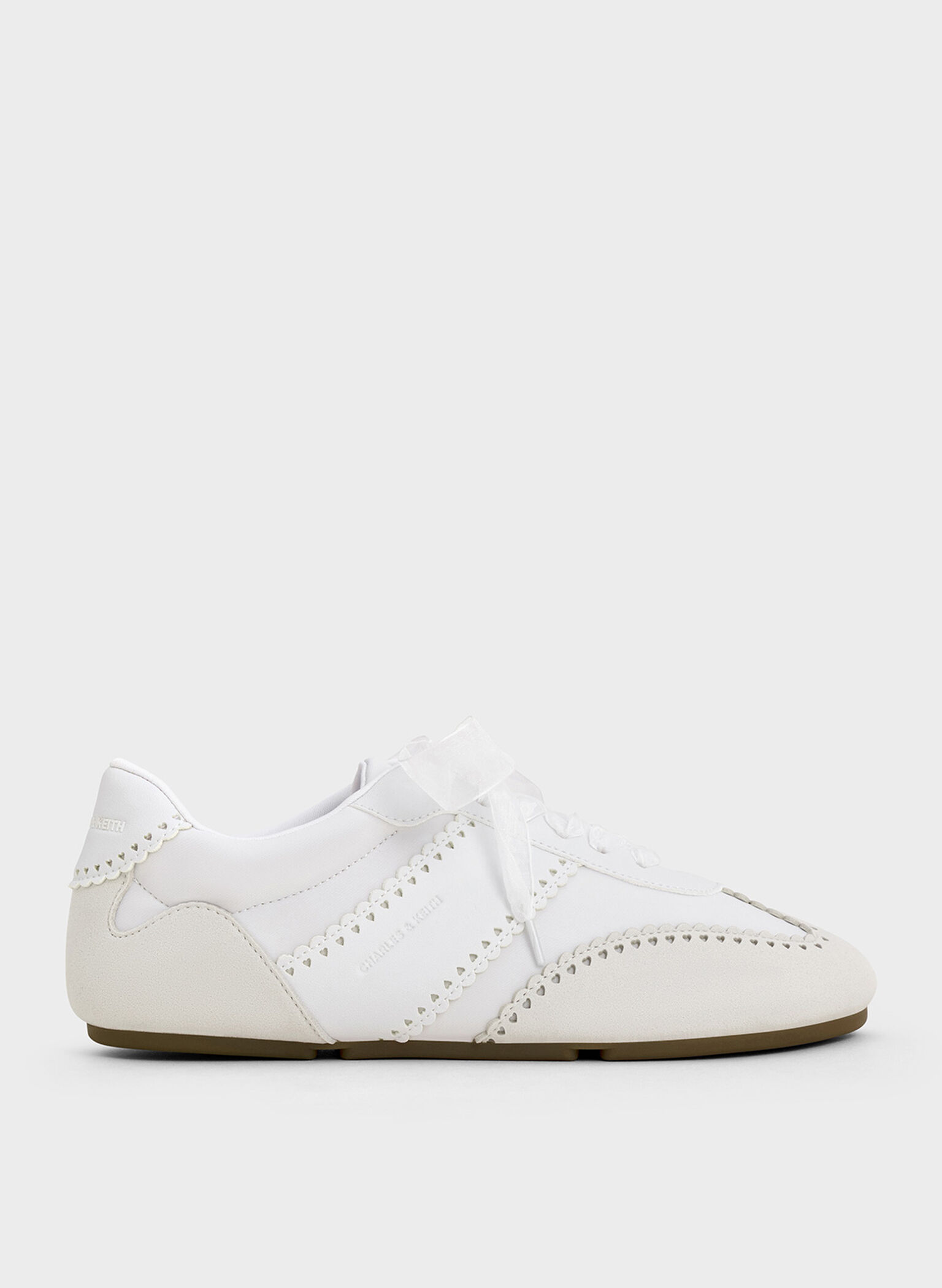 Cece Heart Sheer-Lace Sneakers, White, hi-res