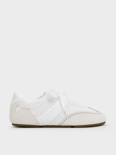 Cece Heart Sheer-Lace Sneakers, White, hi-res