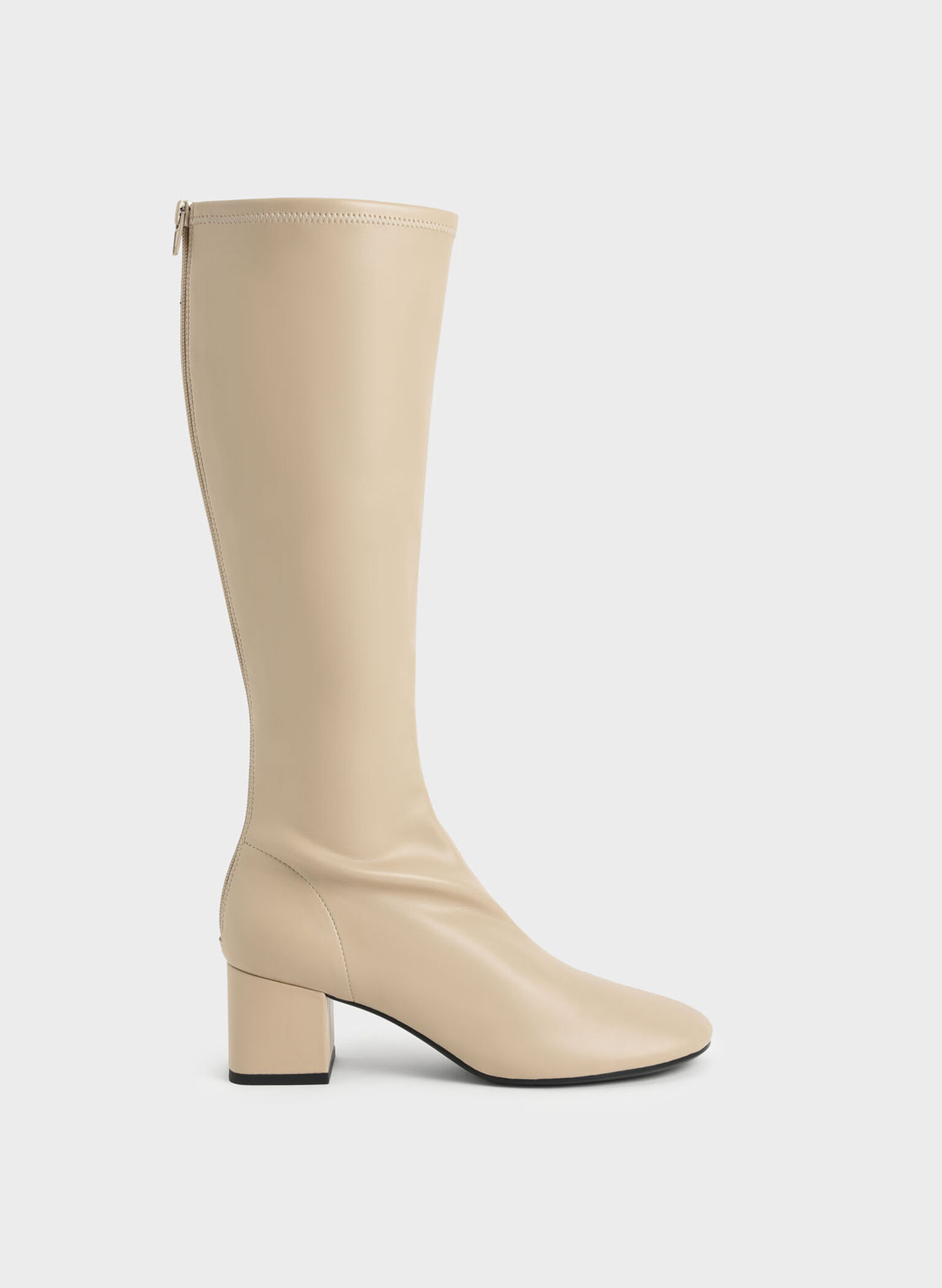 Block Heel Knee Boots, Sand, hi-res