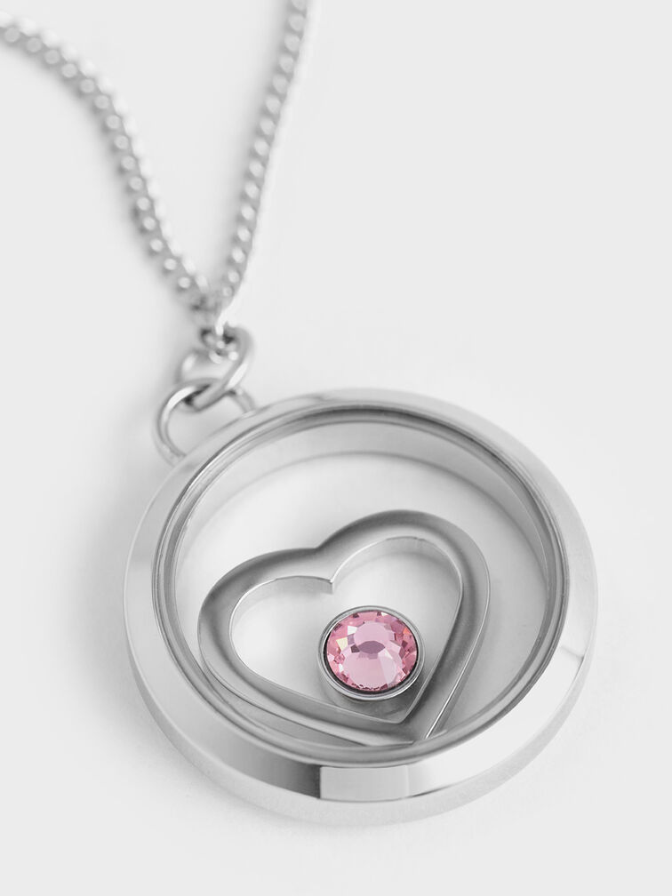 Malorie Crystal Heart Necklace, Silver, hi-res